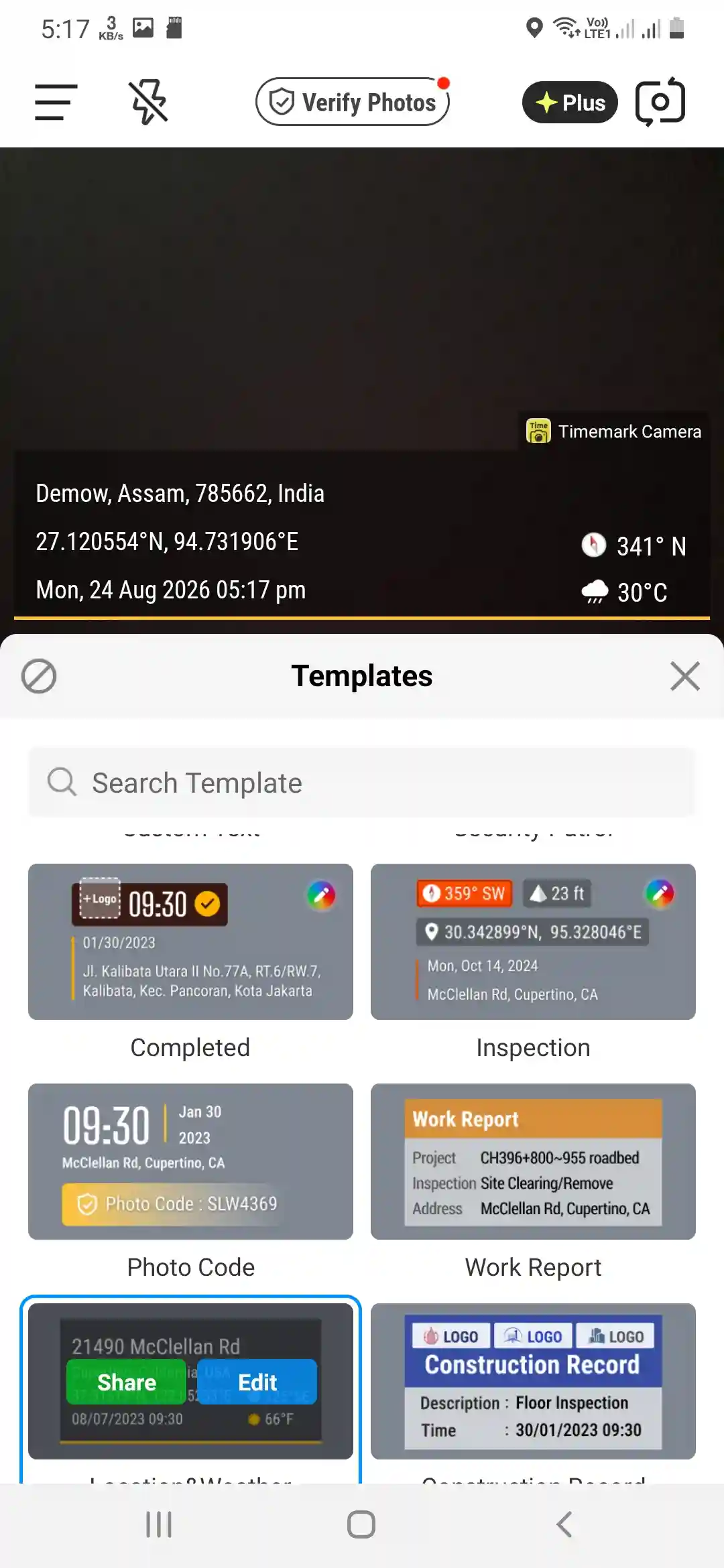 Timemark app check-in check-out and photo checklist feature